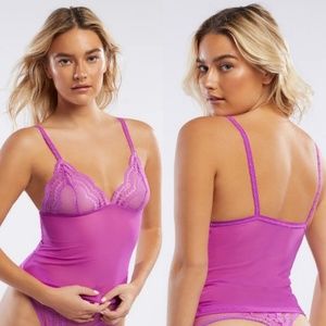 Savage X Fenty Fishnet & Lace Cami in Purple Amethyst LARGE NWT